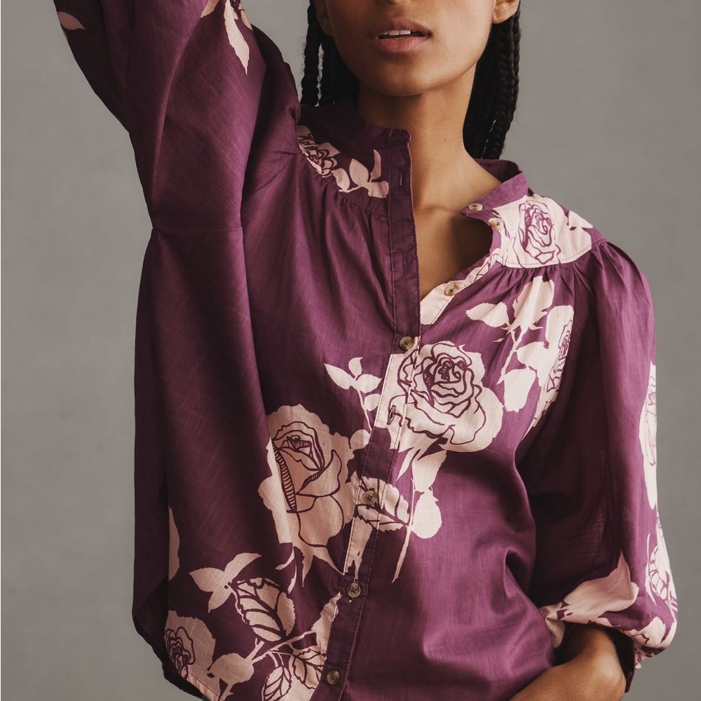 NWT 1X Anthropologie Maeve Buttondown Blouse